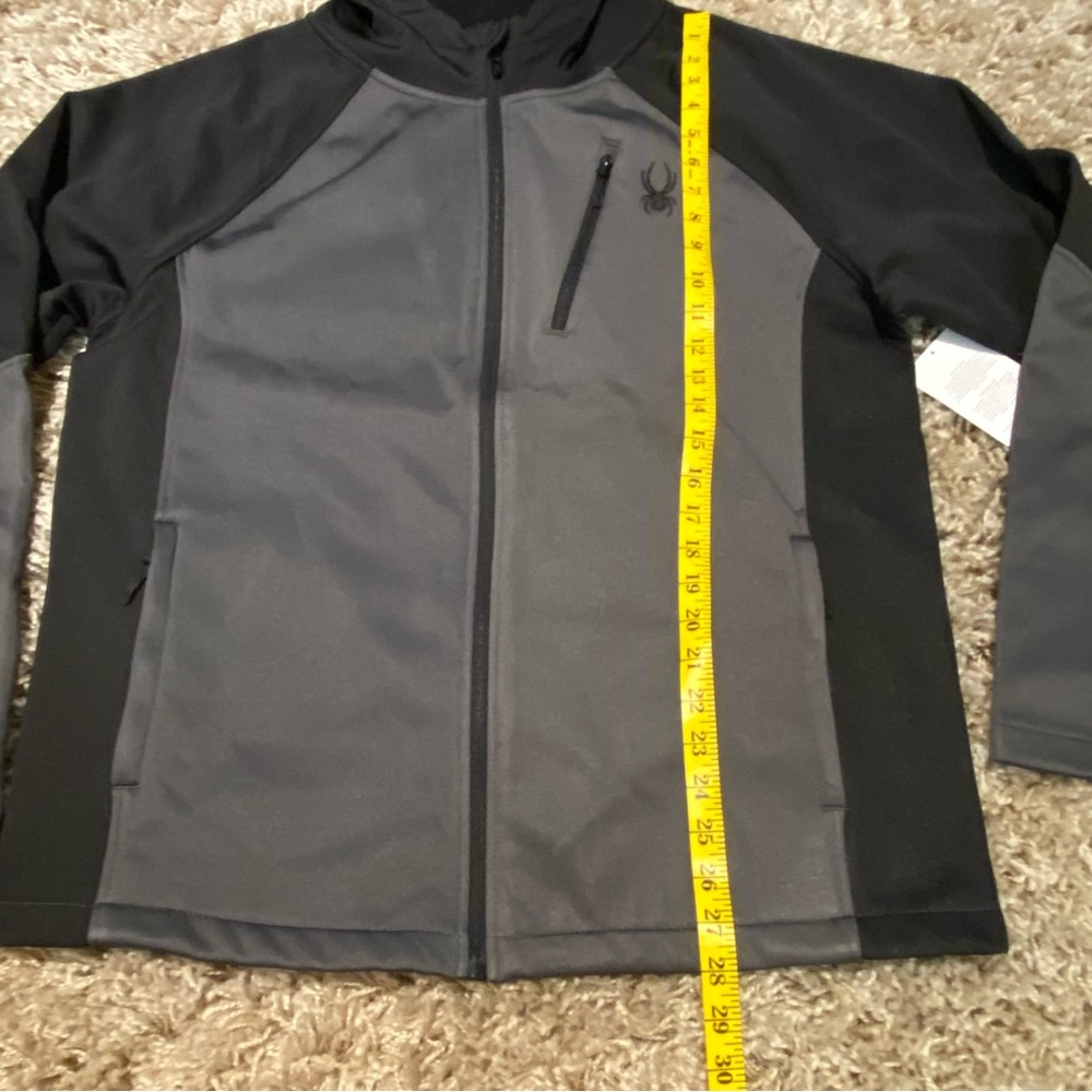 Spyder NWT Mens zip up hooded jacket black gray size large - Picture 10 of 13